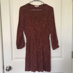 Madewell silk vneck polka dot dress - like new!